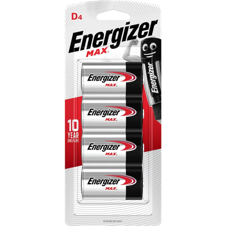 Energizer Max Batteries D4 4pack