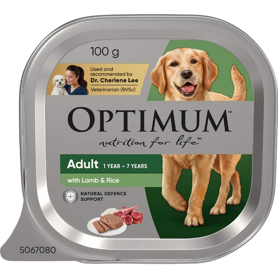 Optimum Wet Dog Food With Lamb & Rice Tray 100g