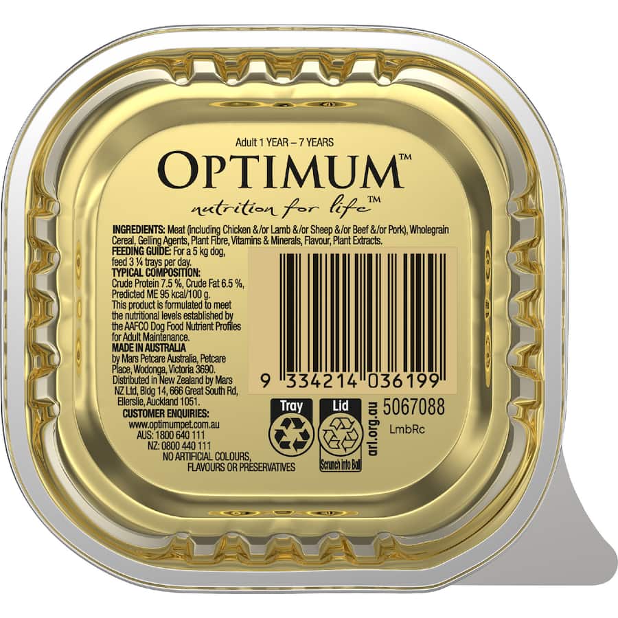 Optimum Wet Dog Food With Lamb & Rice Tray 100g