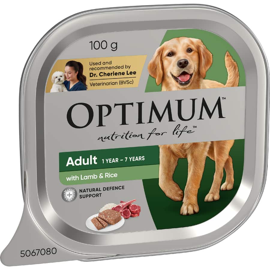 Optimum Wet Dog Food With Lamb & Rice Tray 100g