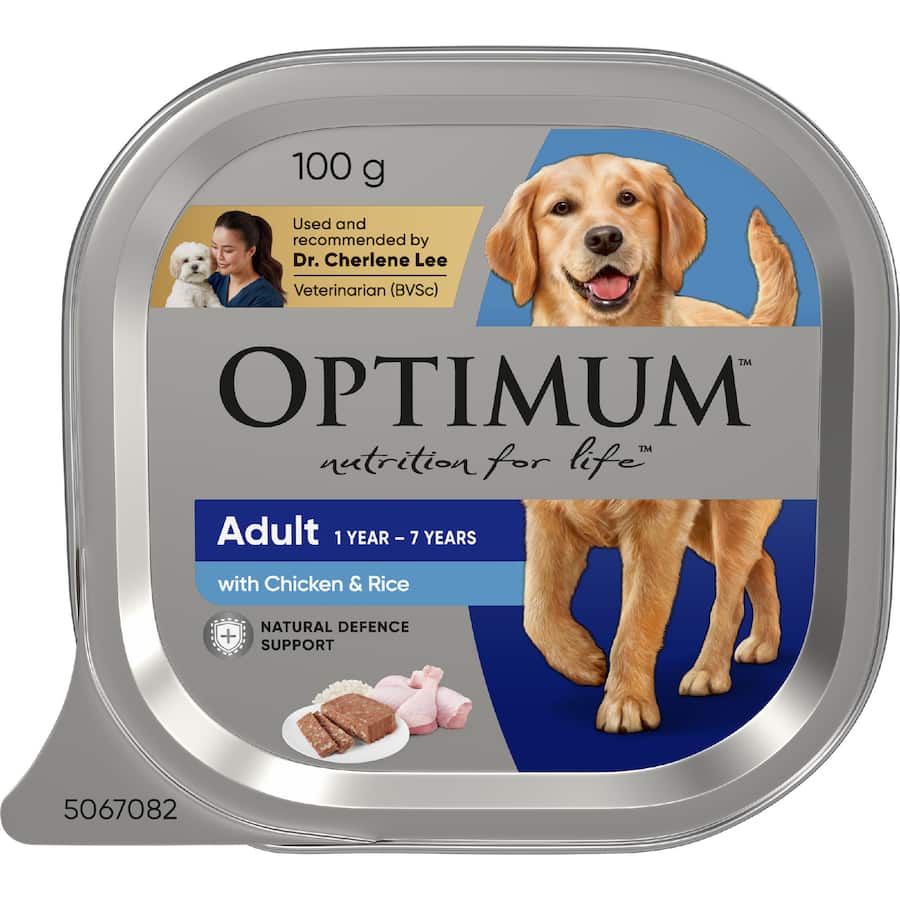 Optimum Wet Dog Food With Chicken & Rice Tray 100g