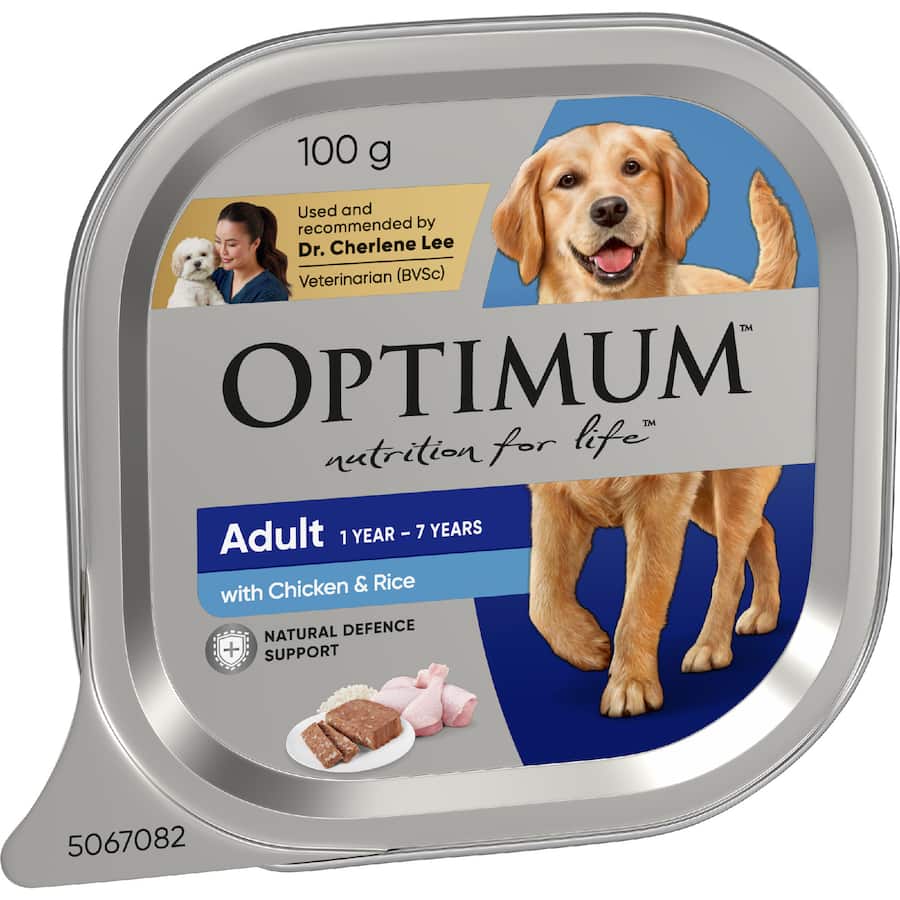 Optimum Wet Dog Food With Chicken & Rice Tray 100g