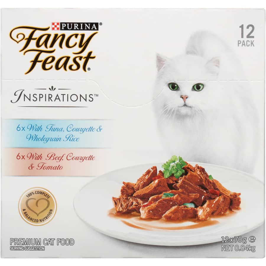 Fancy Feast Inspirations Wet Cat Food Beef & Tuna Pouch 12x70g