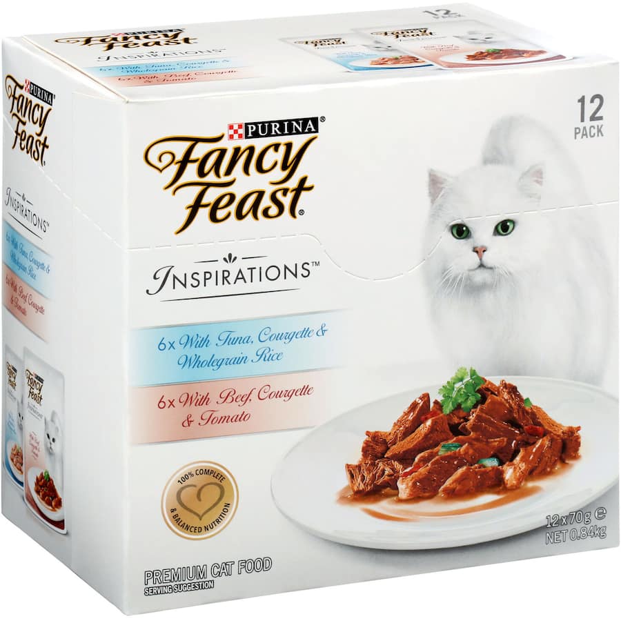 Fancy Feast Inspirations Wet Cat Food Beef & Tuna Pouch 12x70g