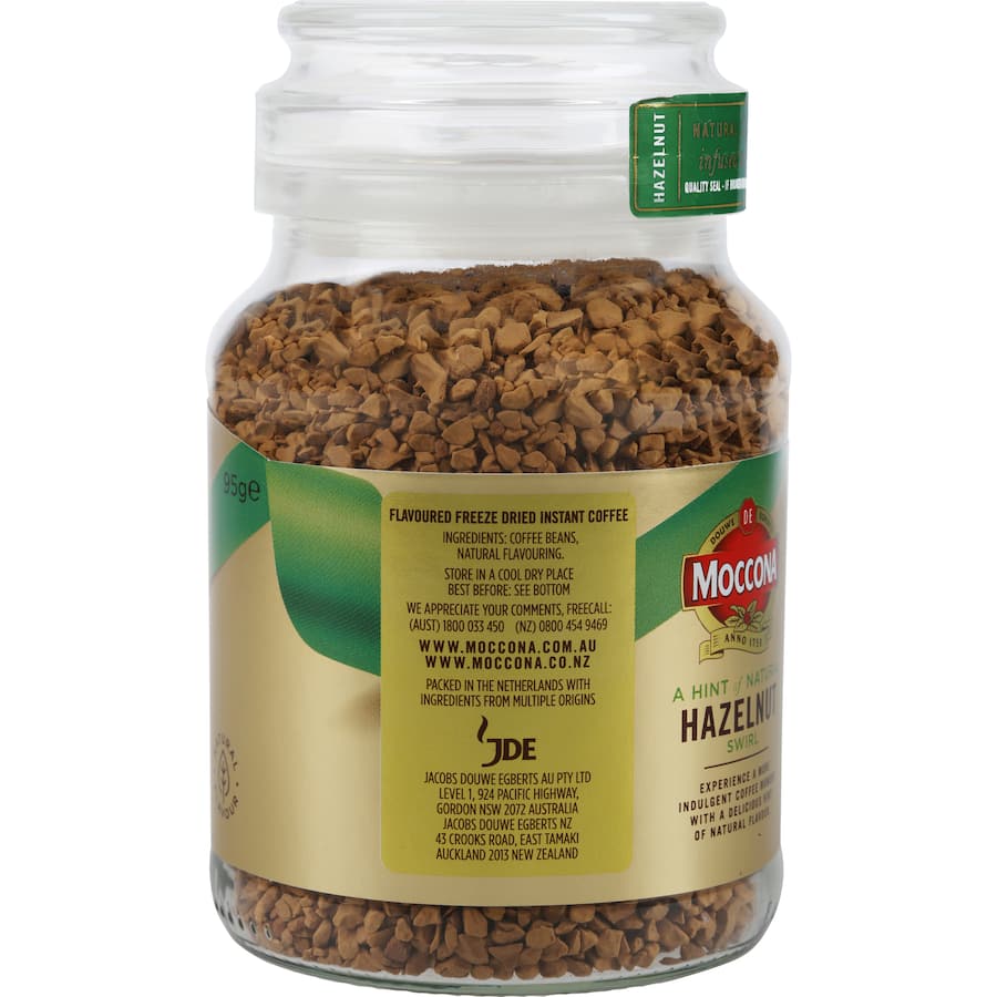 Moccona Instant Coffee Hazelnut 95g jar