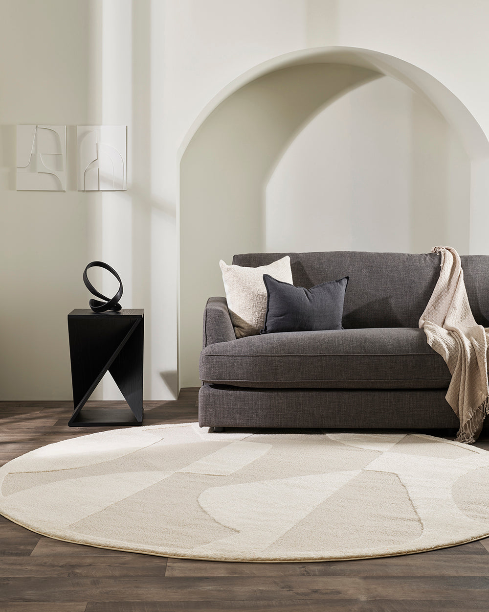 Floor Rug - Lumiere Marceau Ivory (240cm dia) - OLLO