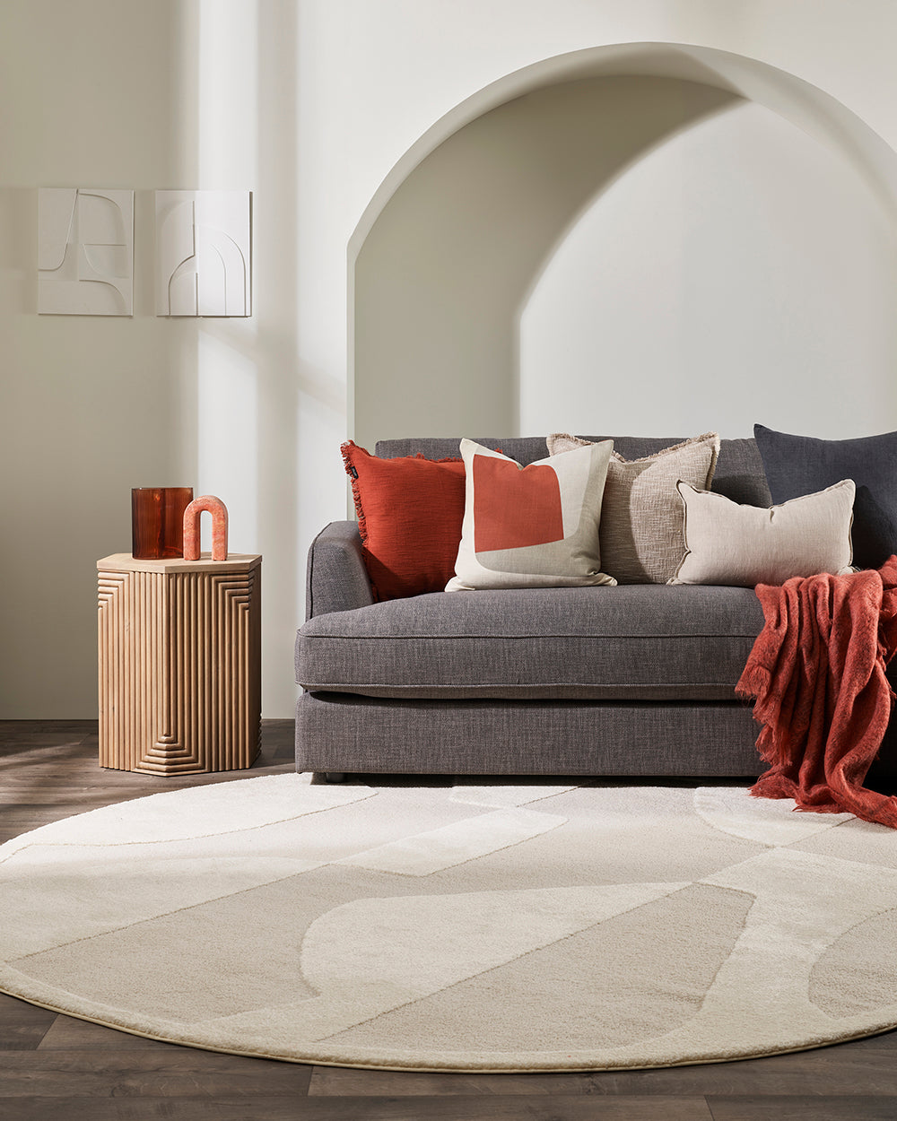 Floor Rug - Lumiere Marceau Ivory (240cm dia) - OLLO