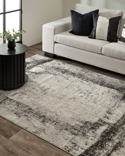 Floor Rug - Quinn Ivory/Black (160 x 230cm) - OLLO