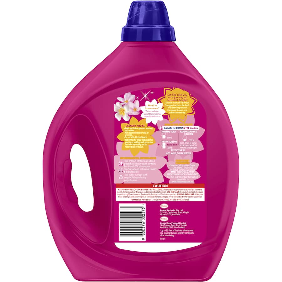 Fab Laundry Detergent Liquid Fresh Frangipani - 4L