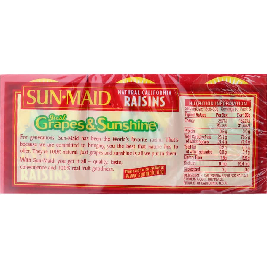 Sunmaid Raisins 30g boxes 6pack