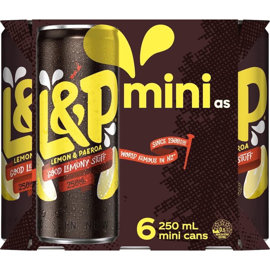 L & P Soft Drink 250ml cans 6pack