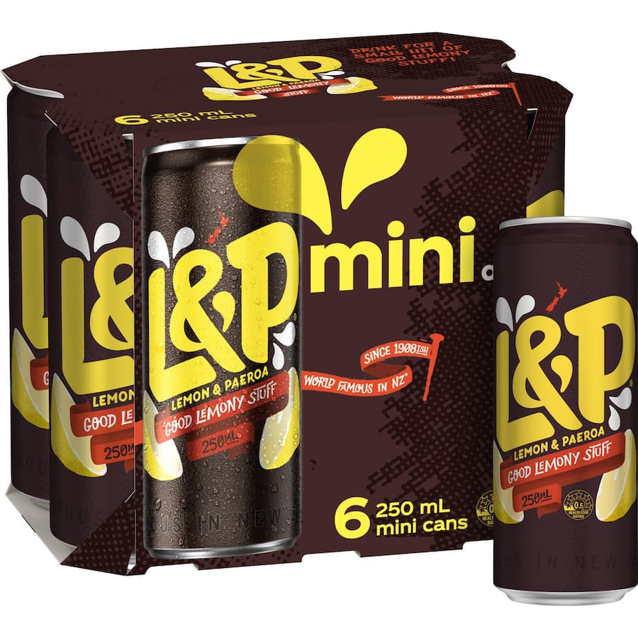 L & P Soft Drink 250ml cans 6pack