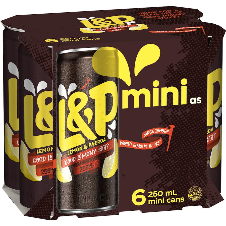 L & P Soft Drink 250ml cans 6pack