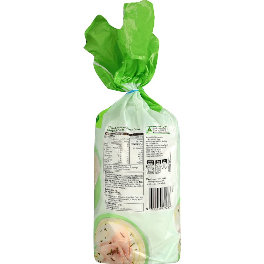 Woolworths Rice Cakes Sour Cream & Chives 125g
