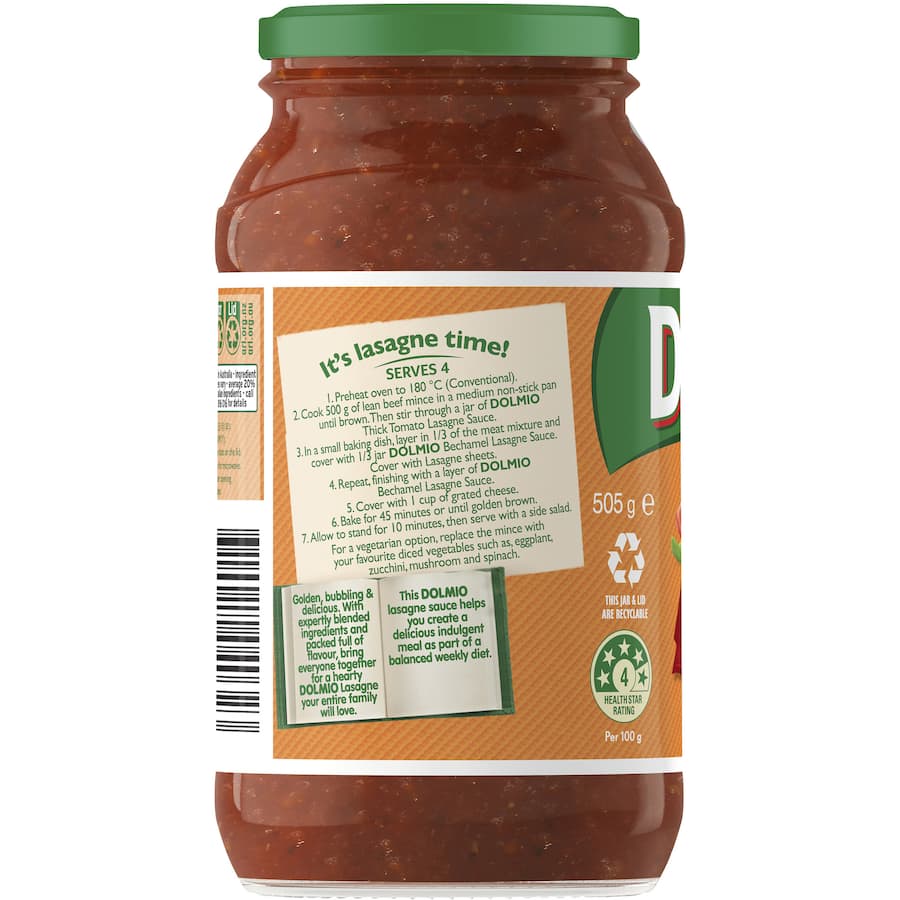 Dolmio Pasta Sauce Thick Tomato Lasagne 505g
