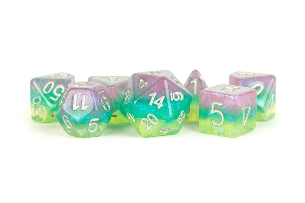Fanroll: 16mm Resin Poly Dice Set: Layered Stardust Radiance