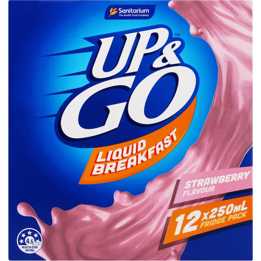 Sanitarium Up & Go Liquid Breakfast Strawberry 250ml uht packs 12pack