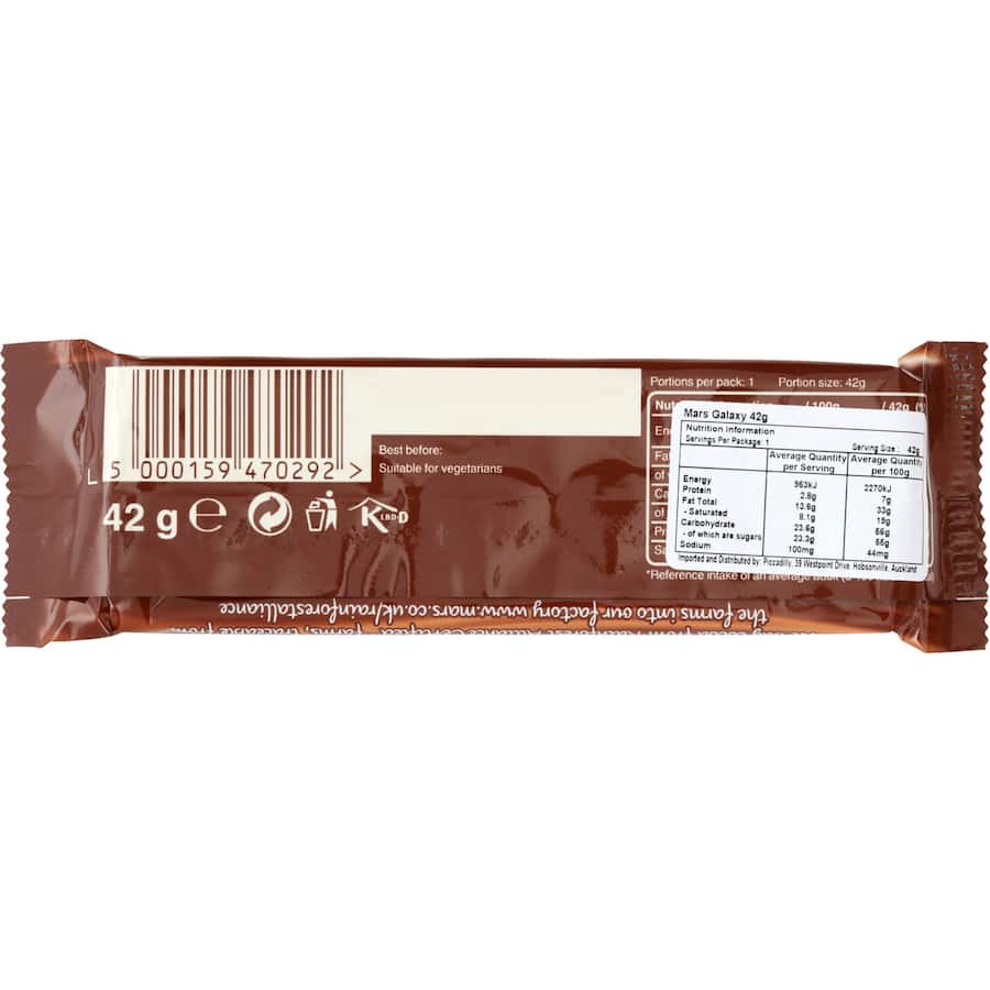 Mars Chocolate Bar Galaxy Smooth Milk 42g