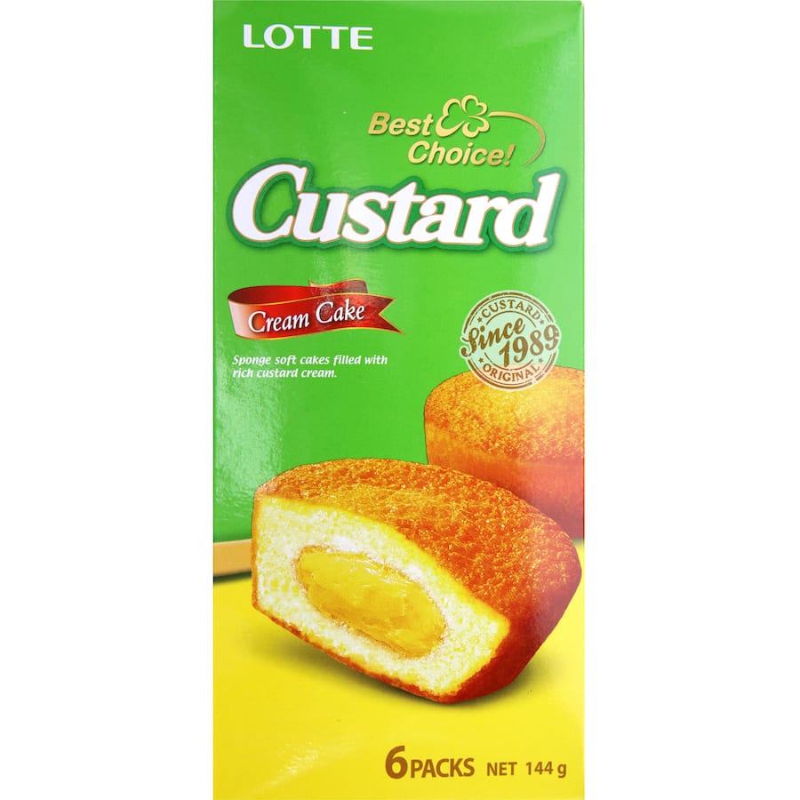 Lotte Cream Cake Custard 6 pack 144g