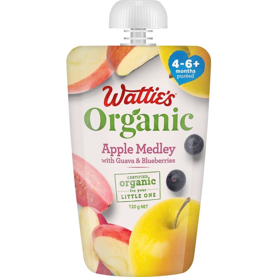 Wattie's Organic Baby Food 4-6+ Months Apple Medley Pouch 120g