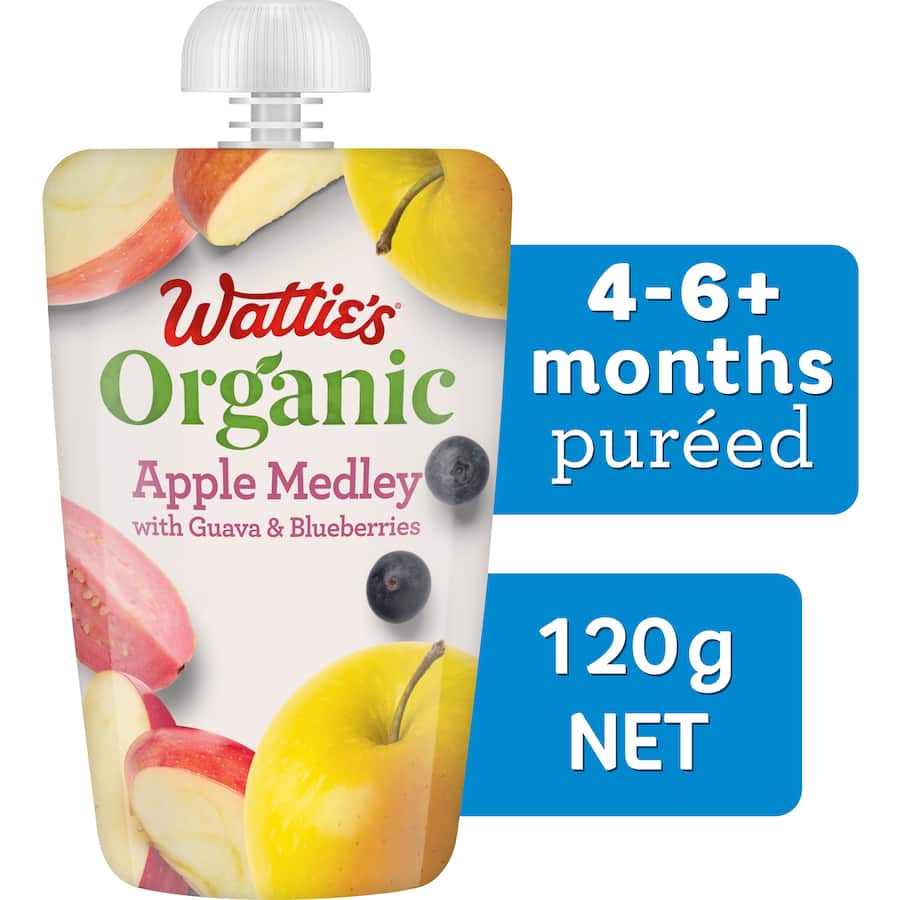 Wattie's Organic Baby Food 4-6+ Months Apple Medley Pouch 120g