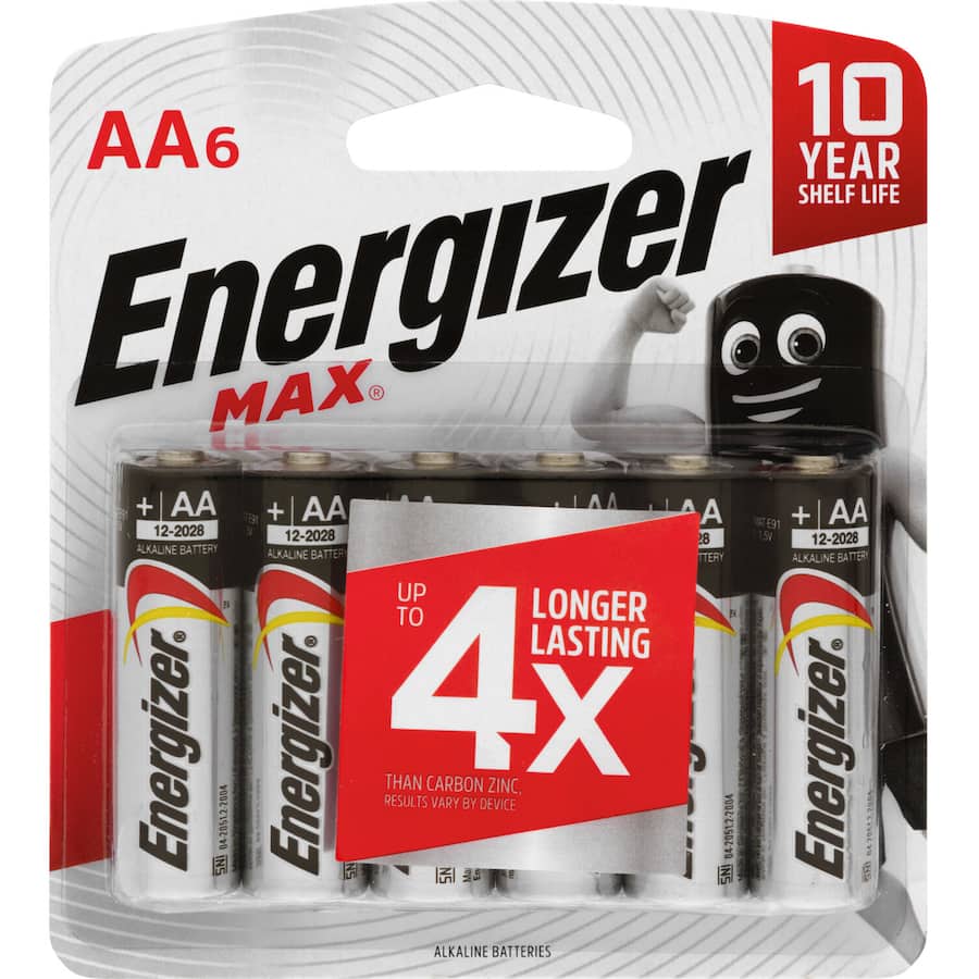 Energizer Max Batteries Alkaline Aa 6pack