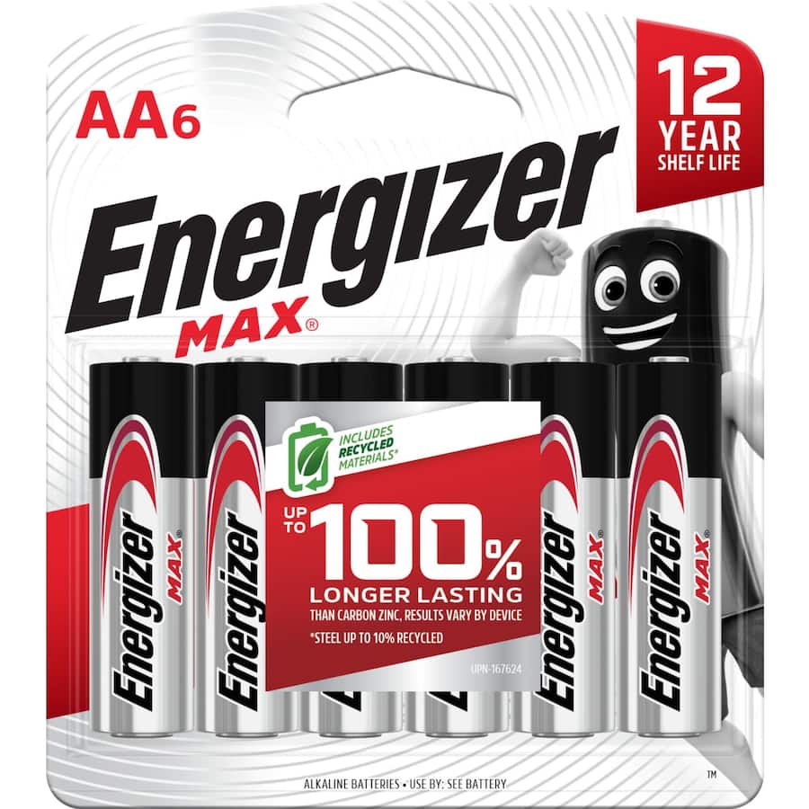 Energizer Max Batteries Alkaline Aa 6pack