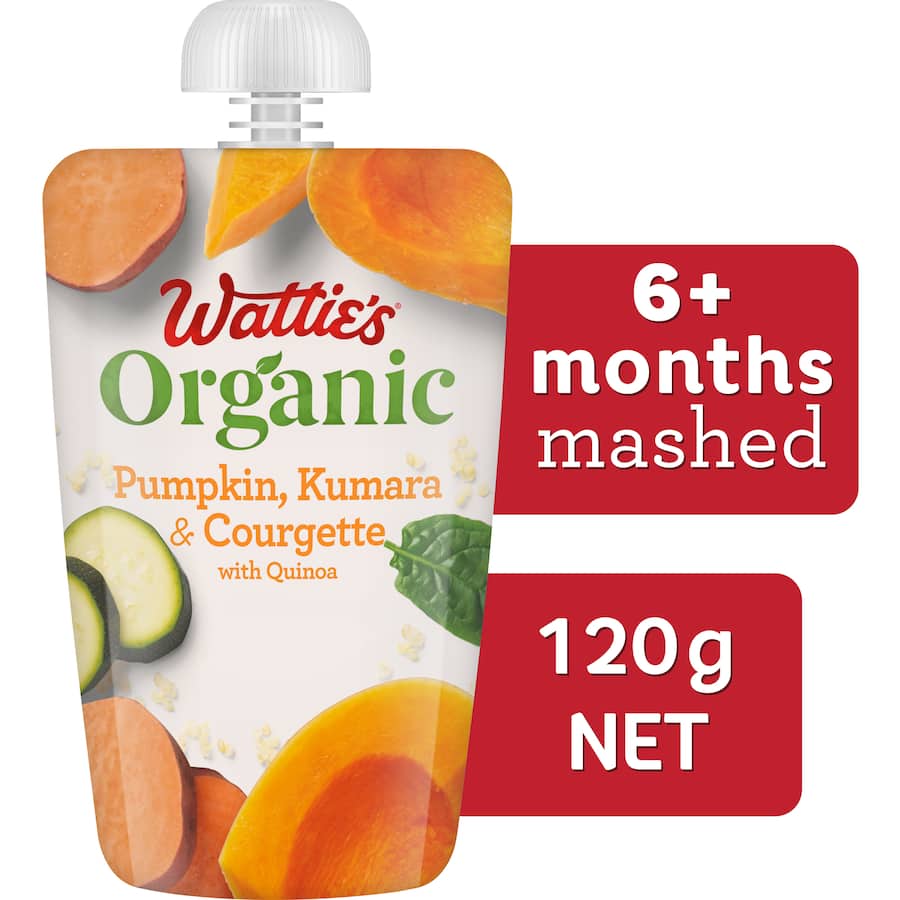Wattie's Organic Baby Food 6+ Months Pumpkin Kumara & Courgette 120g