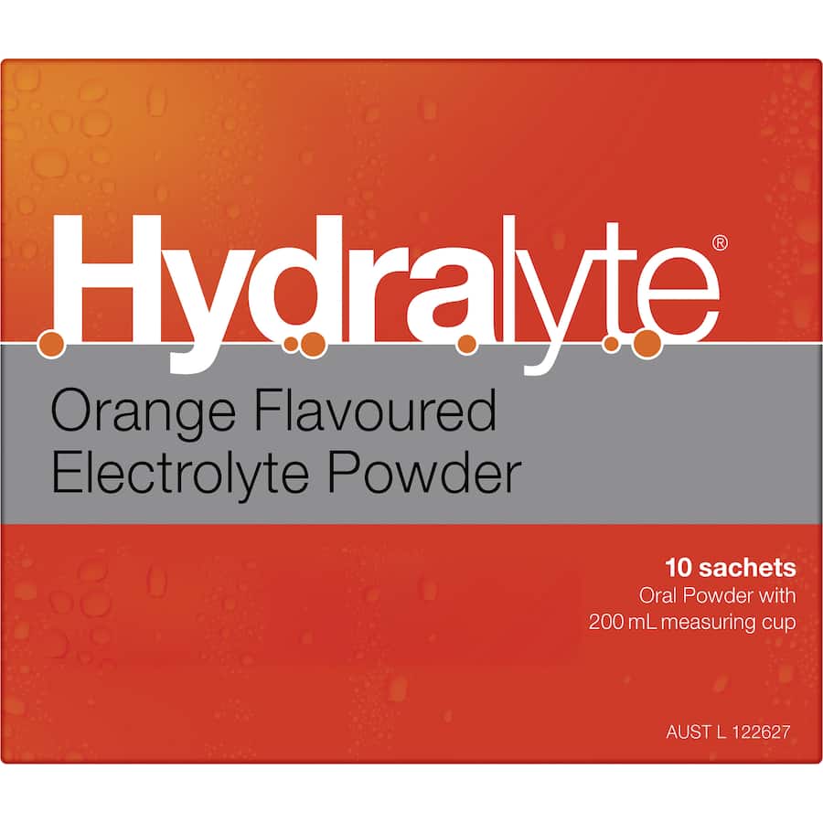 Hydralyte Effervescent Electrolyte Powder Orange Sachets 10pack