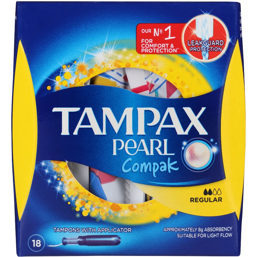 Tampax Pearl Compack Tampons Regular With Applicator 18pack