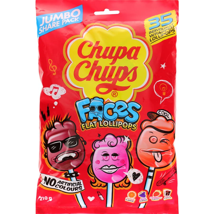Chupa Chups Lollipops Faces 210g bag 35pack