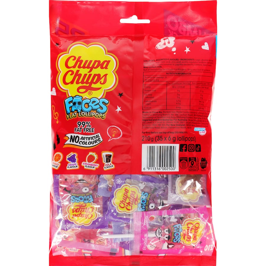 Chupa Chups Lollipops Faces 210g bag 35pack