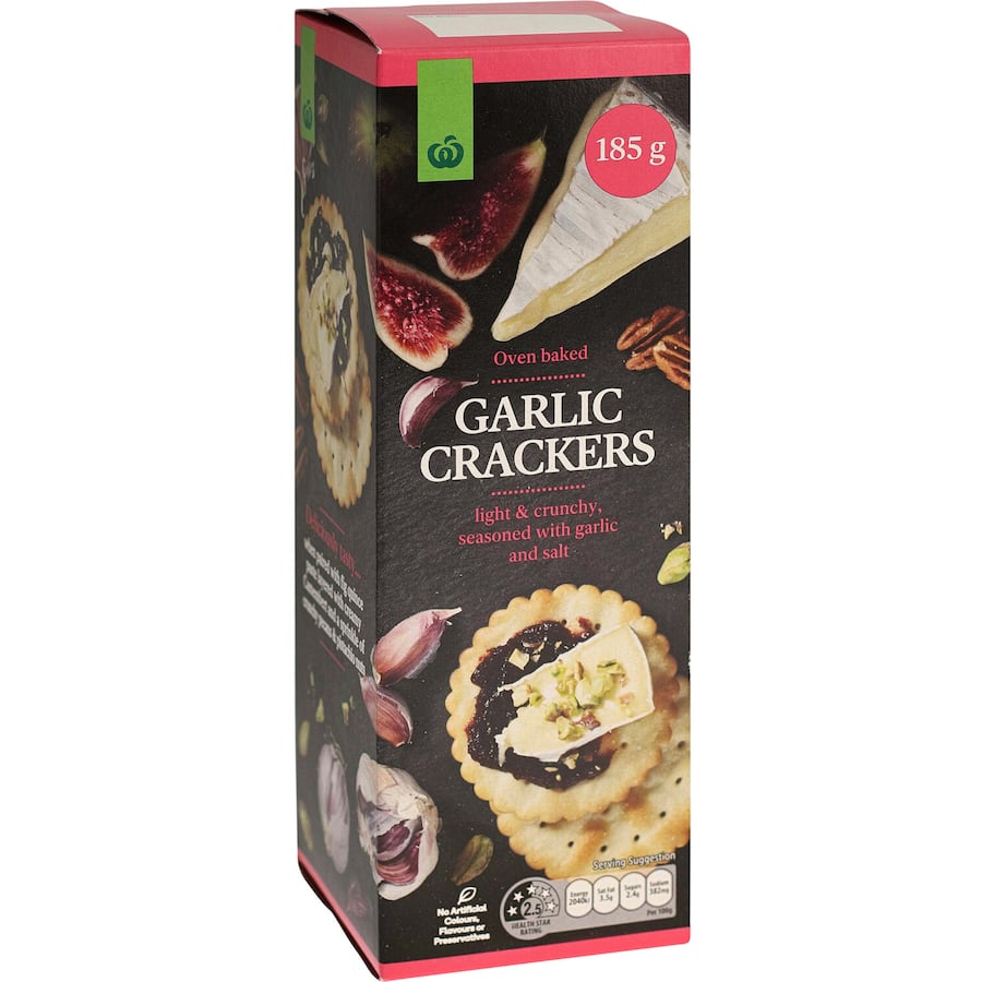 Woolworths Crackers Garlic 185g