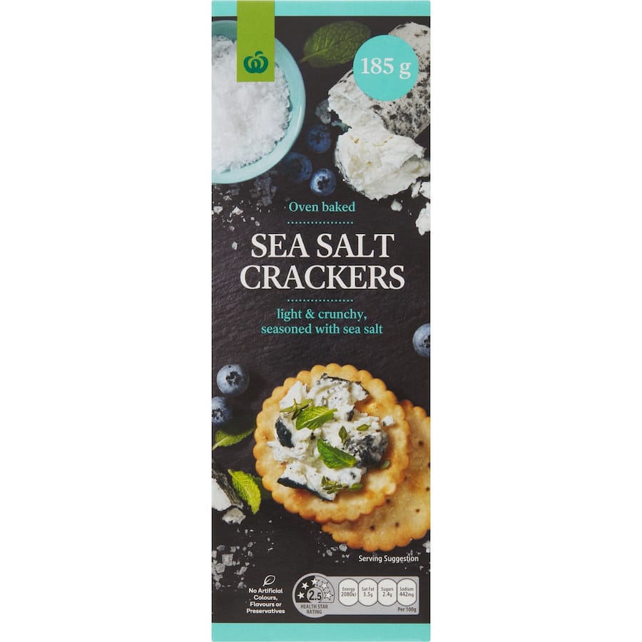 Woolworths Crackers Sea Salt 185g