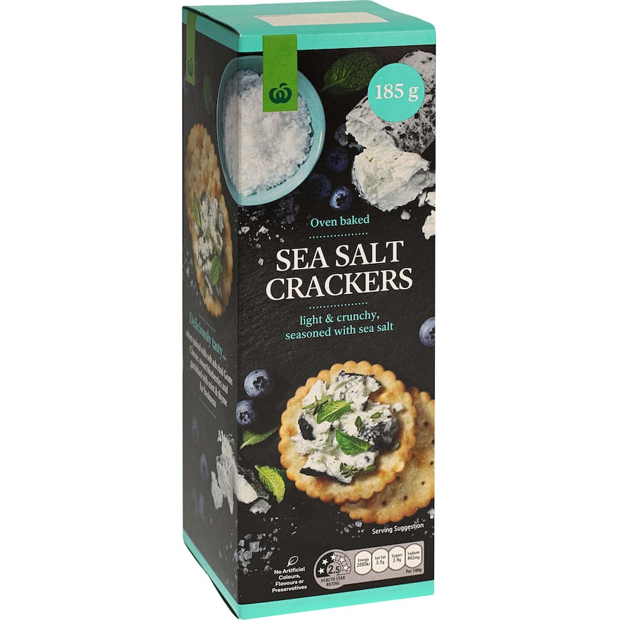 Woolworths Crackers Sea Salt 185g