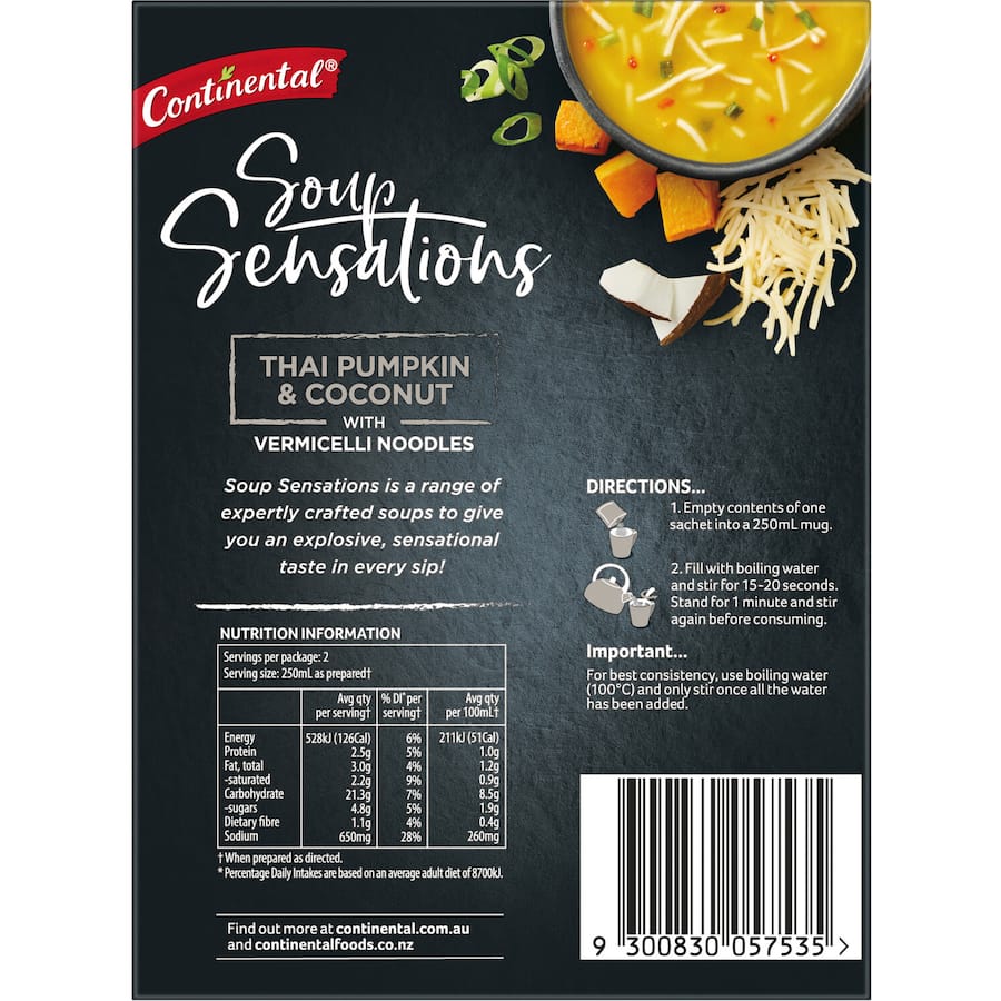 Continental Sensations Instant Soup Thai Pumpkin & Coconut 62g 2pack