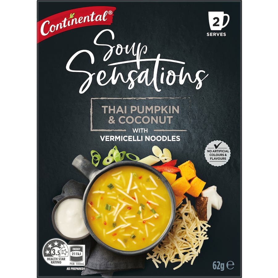 Continental Sensations Instant Soup Thai Pumpkin & Coconut 62g 2pack