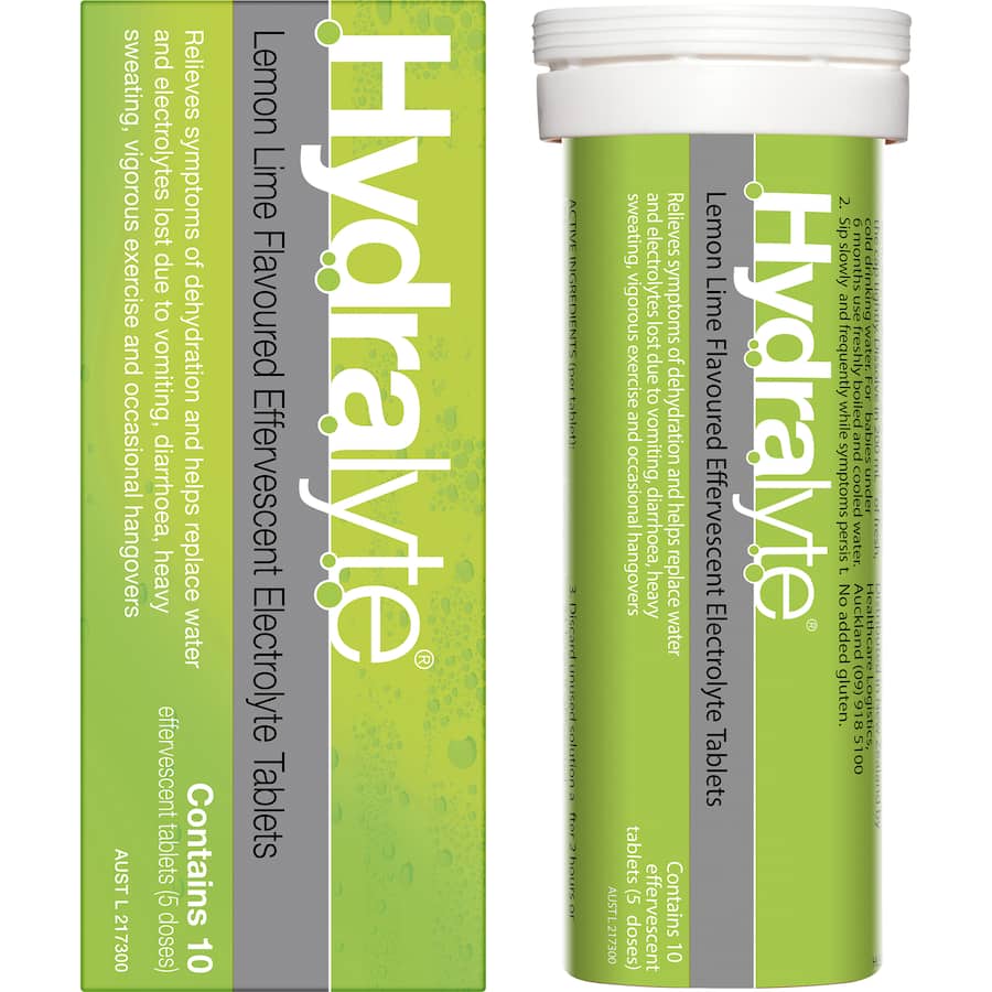 Hydralyte Effervescent Electrolyte Tablets Lemon Lime 10pack