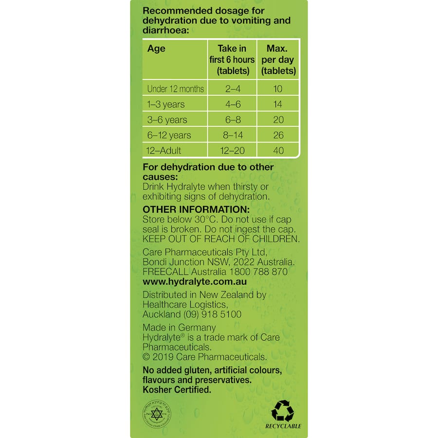 Hydralyte Effervescent Electrolyte Tablets Lemon Lime 10pack