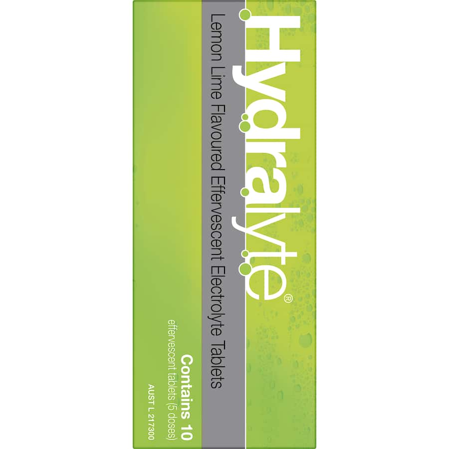 Hydralyte Effervescent Electrolyte Tablets Lemon Lime 10pack