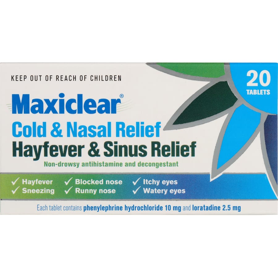 Maxiclear Cold, Flu & Sinus Remedy Cold, Nasal, Hayfever & Sinus 20pack