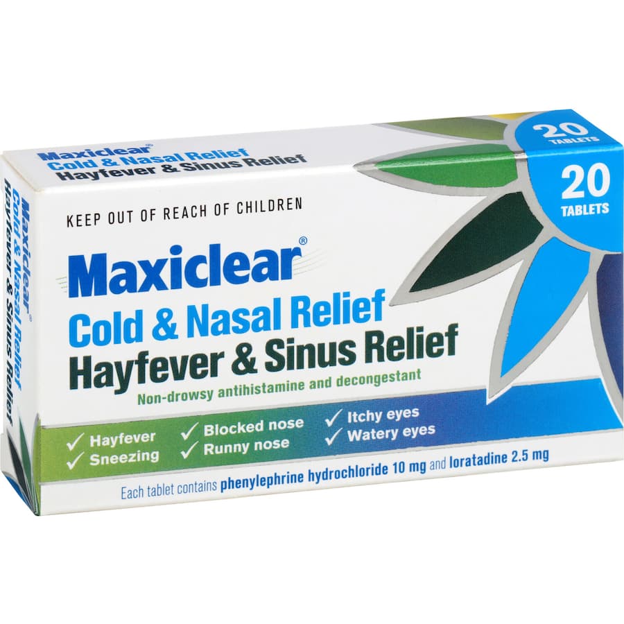 Maxiclear Cold, Flu & Sinus Remedy Cold, Nasal, Hayfever & Sinus 20pack