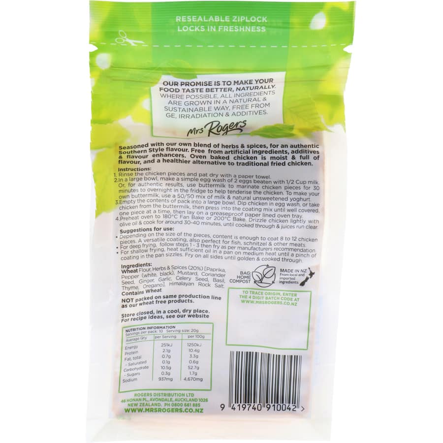 Mrs Rogers Naturals Coating Southern Style Chicken 200g