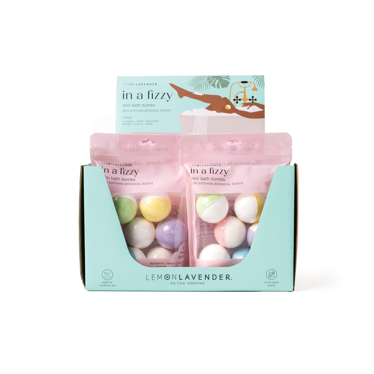 Lemon Lavender In A Fizzy Mini Bath Bombs Display - 12pcs