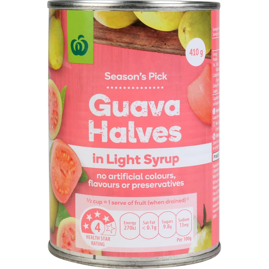 Woolworths Guava Halves In Light Syrup Can 410g
