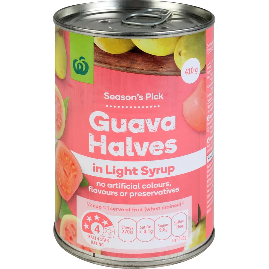 Woolworths Guava Halves In Light Syrup Can 410g