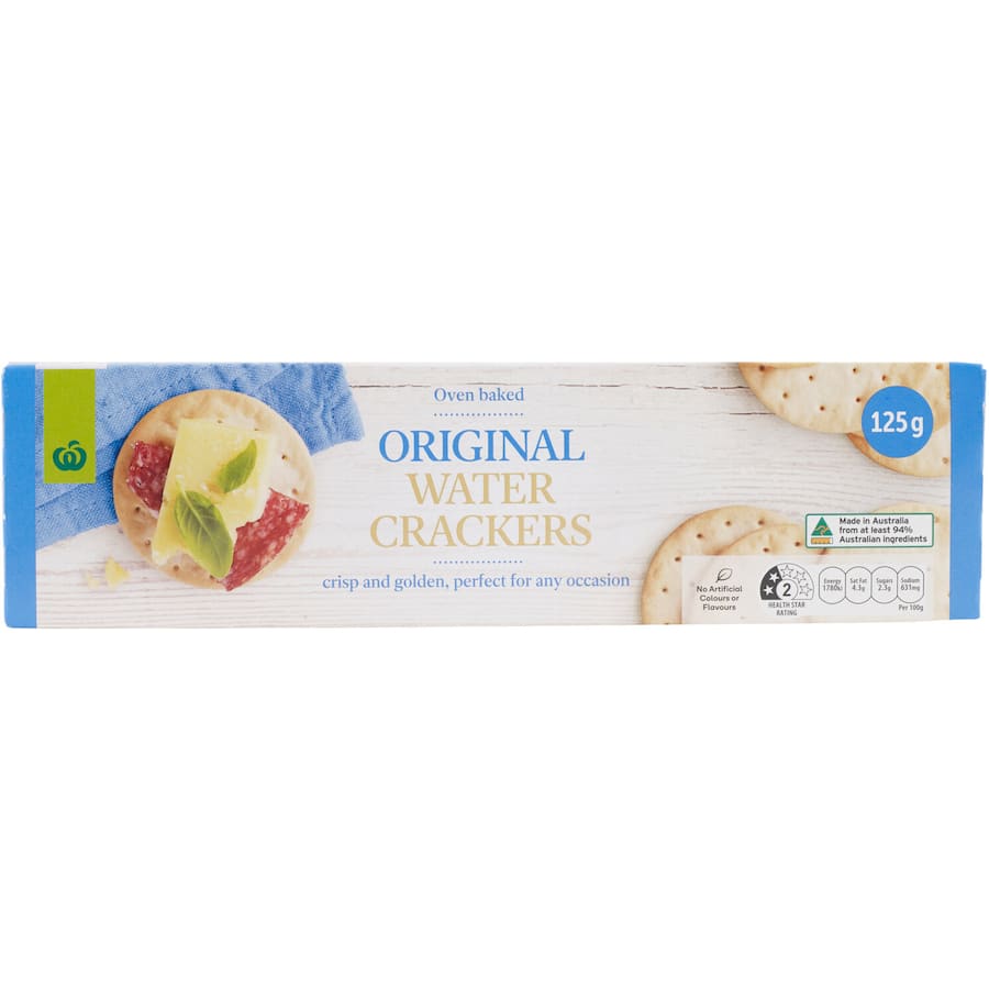 Woolworths Crackers Plain Water 125g