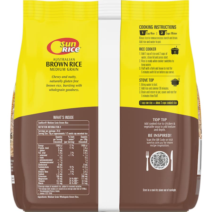 Sunrice Brown Rice Calrose Medium Grain 2kg