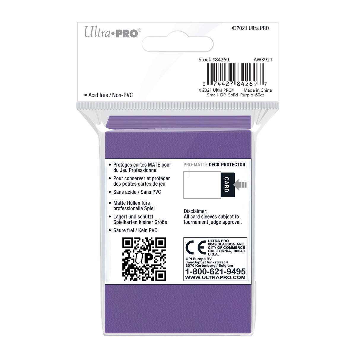 Ultra Pro: UP84269 PRO-Matte 60ct Small Deck Protector sleeves: Purple