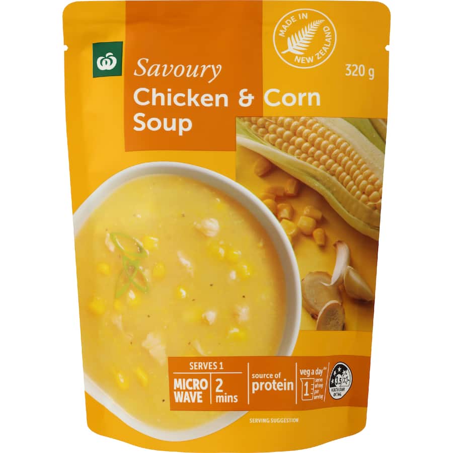 Woolworths Soup Chicken & Corn Pouch 320g